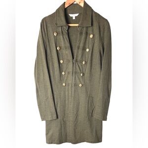 CAbi Olive Utility Jacket with Gold Button Detail, Olive Green, Size Medium,
